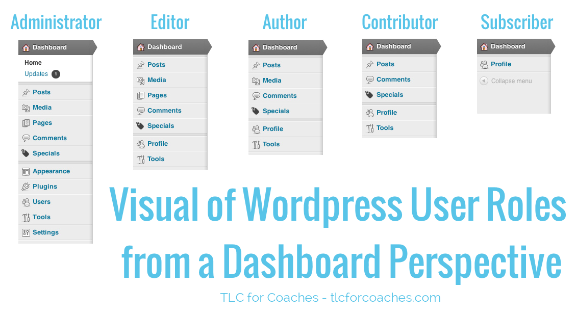 Visual of WordPress User Roles from a Dashboard Perspective